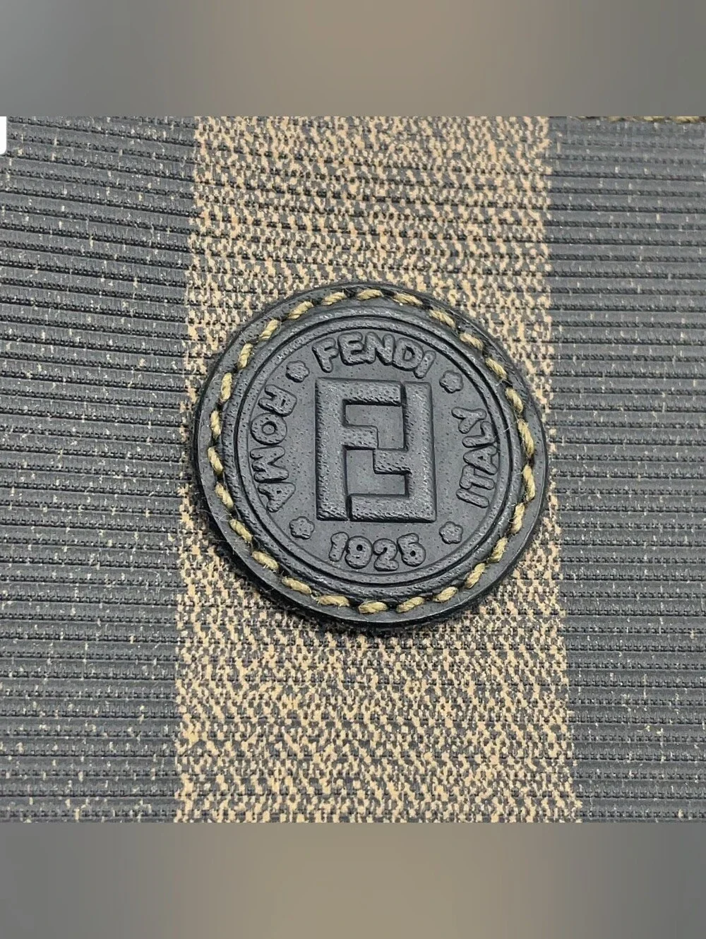 Fendi Vintage Pequin Striped Canvas Key Pouch / Coin Case